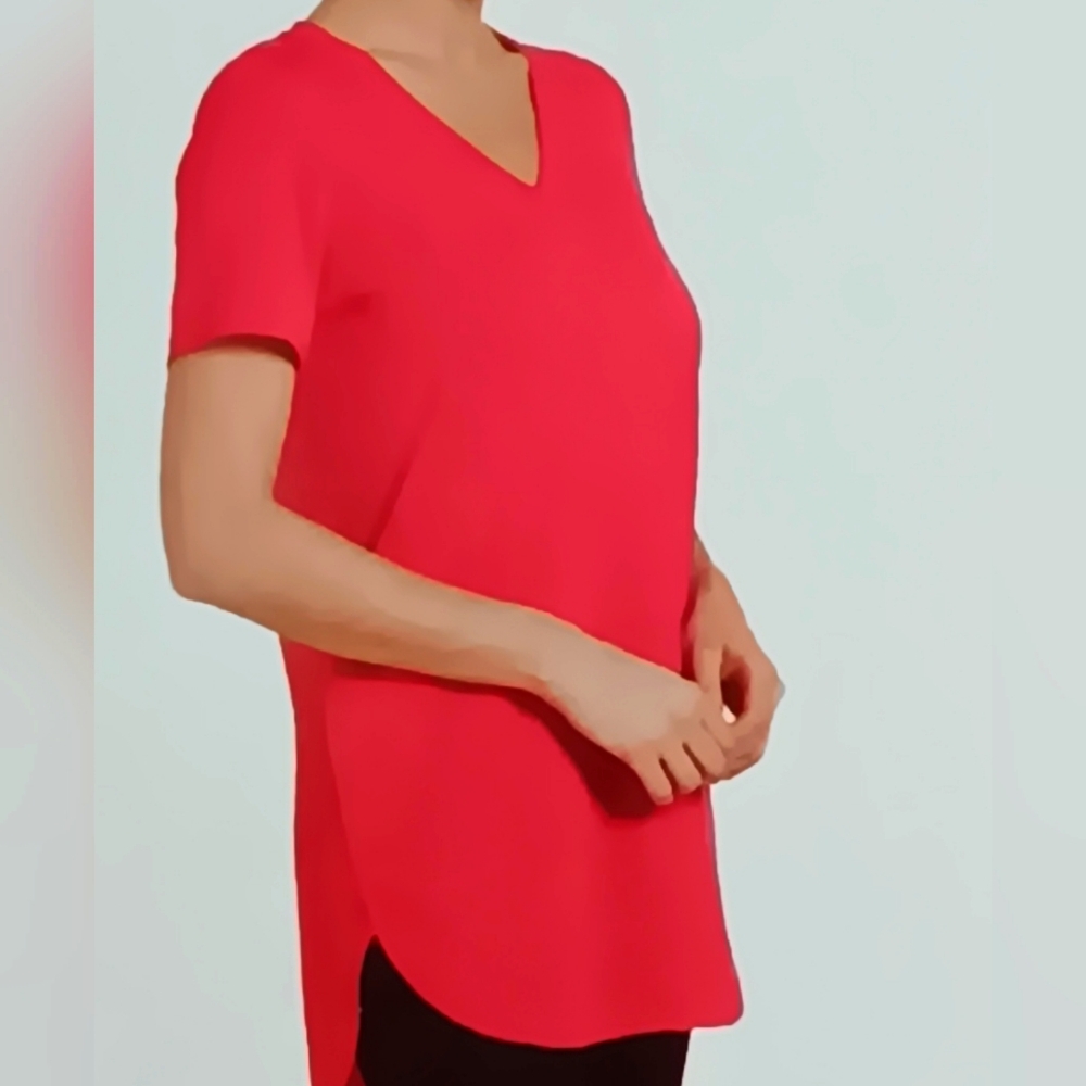 Premise V-Neck Giant Hibiscus Color Blouse